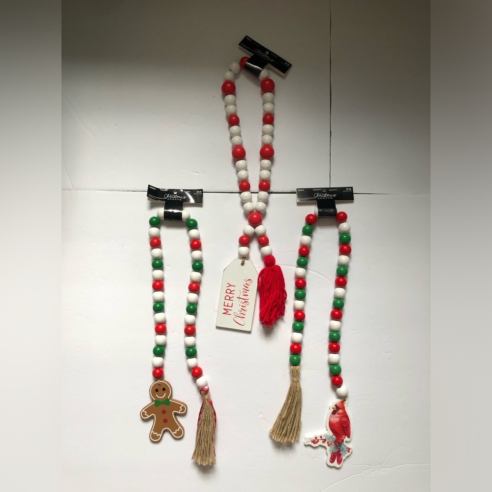 Hobby Lobby Christmas Shoppe Wooden Beads Strands Set of 3 New